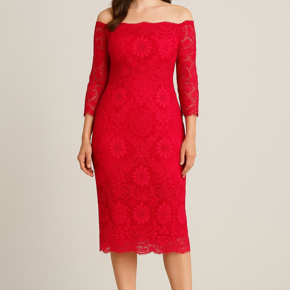 Jessica Howard Pink Lace Off-Shoulder Dress